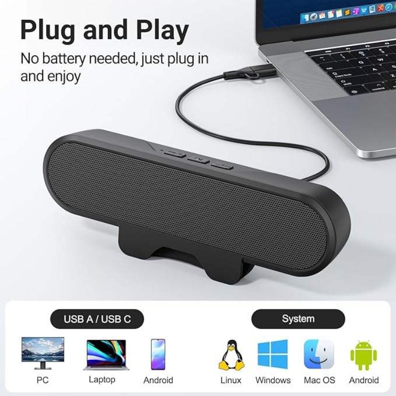Audio Music Online Mp3 - Soundbar USB portatile clip-on Altoparlante per