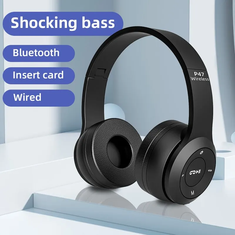 Audio Music Kids - Cuffie pieghevoli P47 Wireless Bluetooth 50
